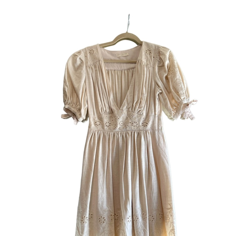 SPELL Cream Eyelet Midi Dress